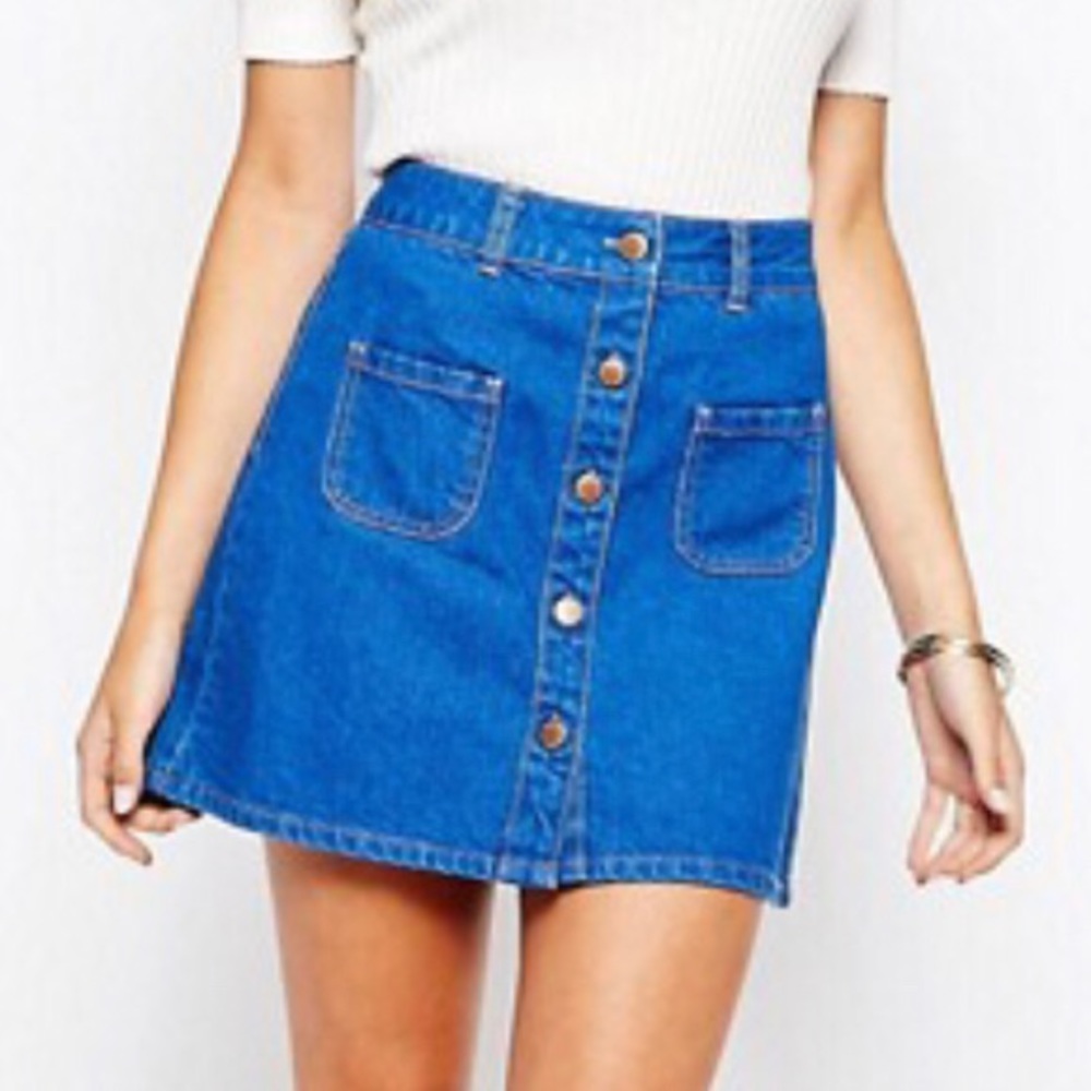 ASOS Button Front A Line Denim Skirt